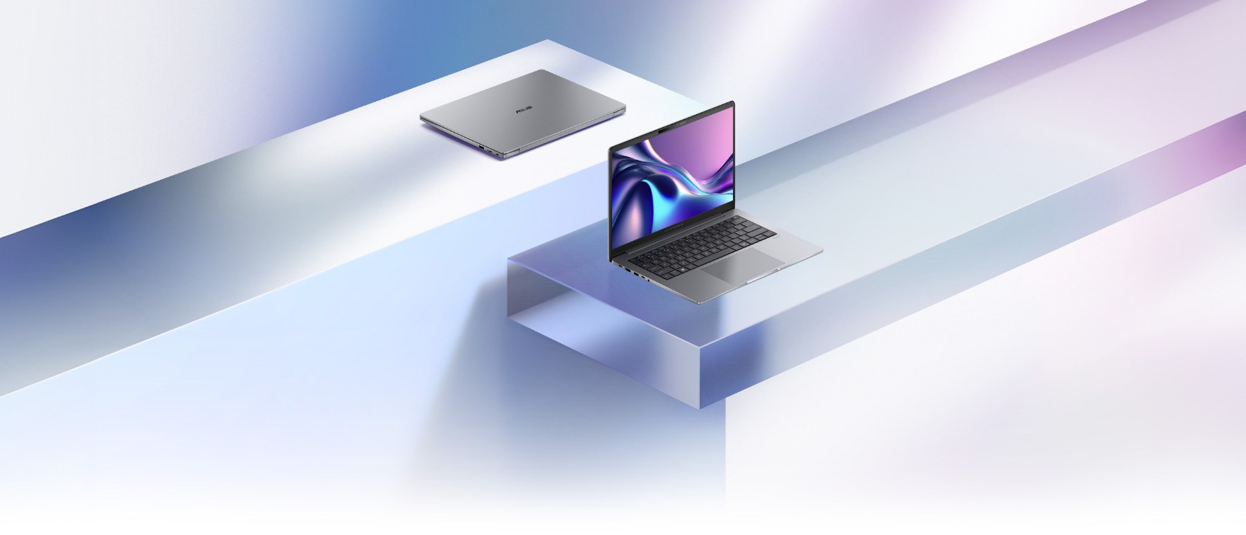 ASUS ExpertBook P5 G2 tampak depan dan belakang, warna Misty Grey
